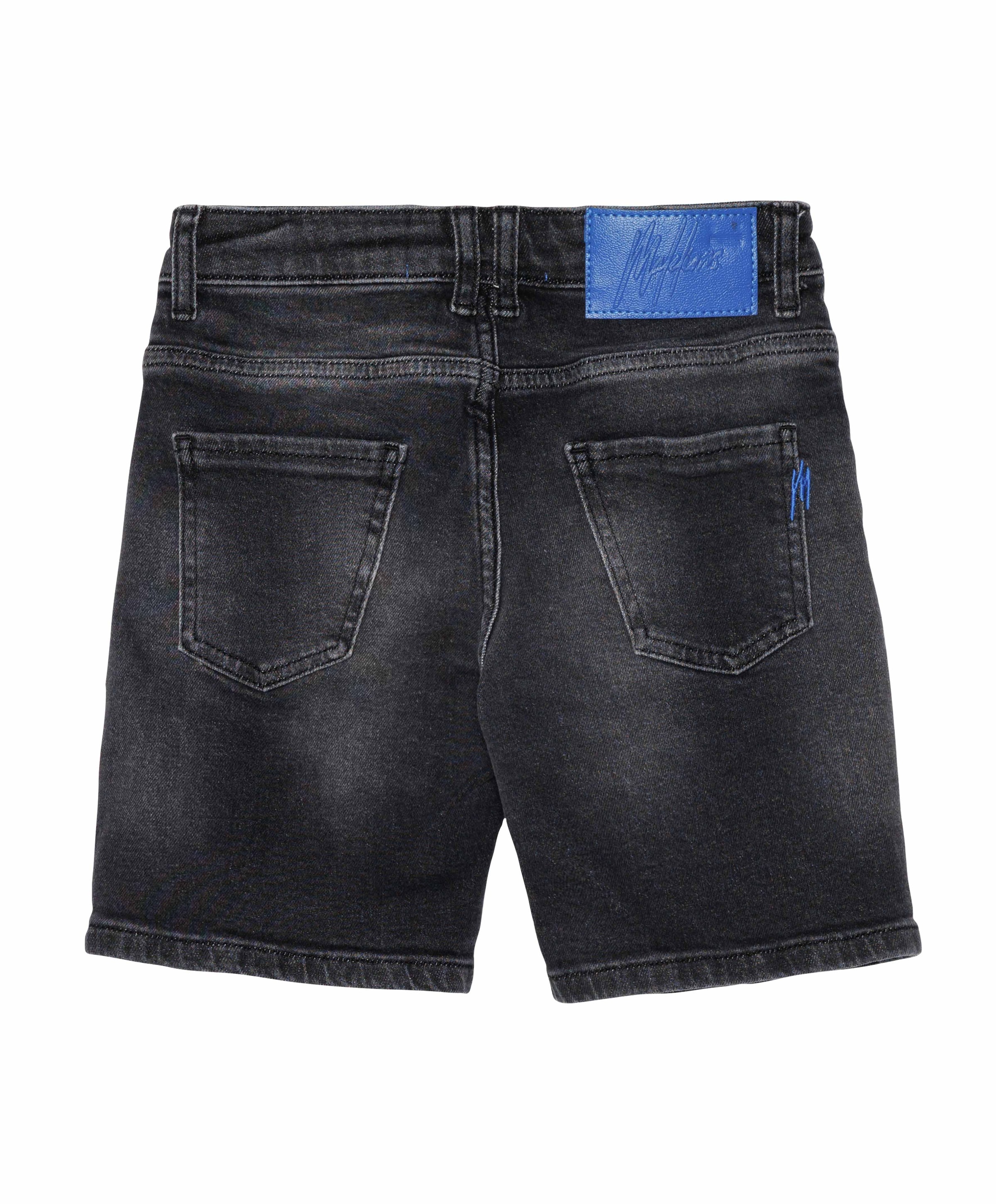 Malelions Regular Washed Denim jongens korte broek zwart