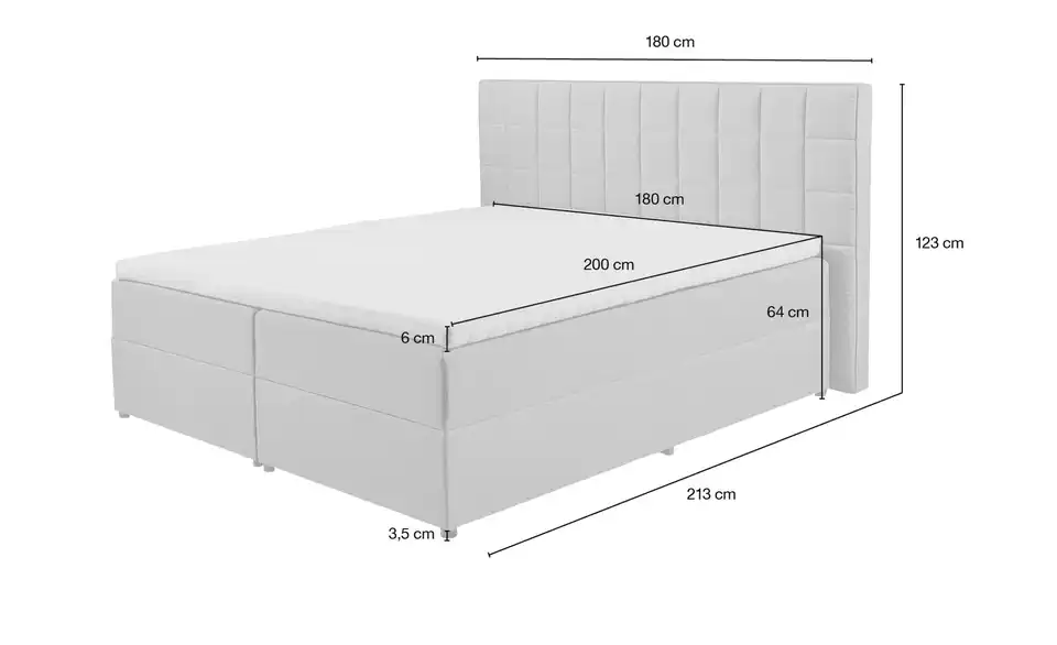 Polsterbett Alaska 2 Hellblau 180 cm