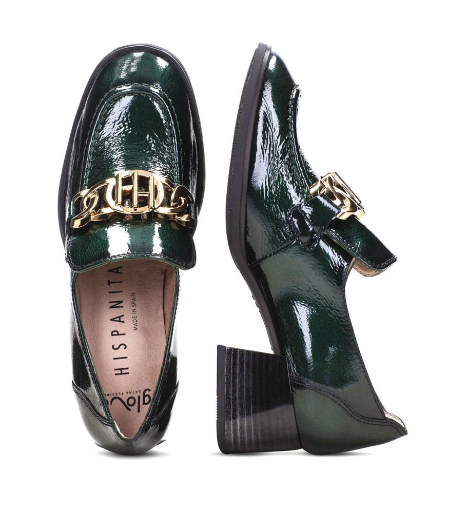 Sapatos Hispanitas Charlize em couro verde - Salto de 4,5 cm -