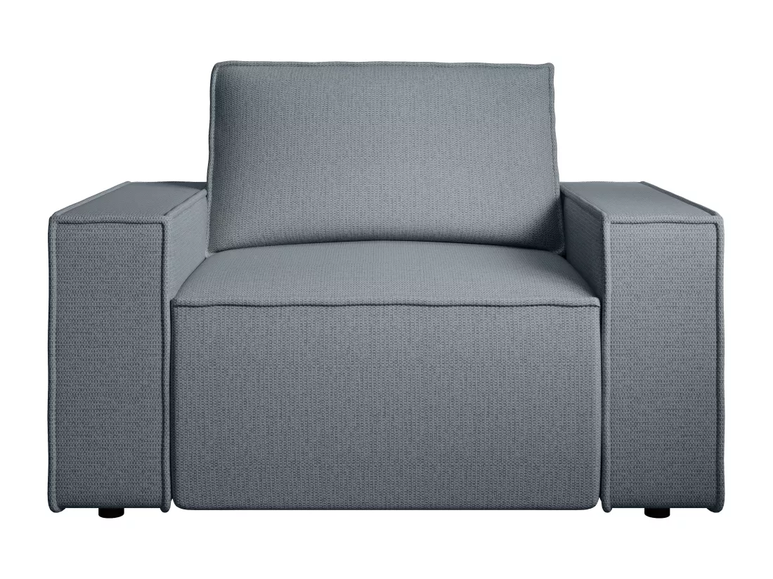 Fauteuil en tissu texturé bleu AMELIA