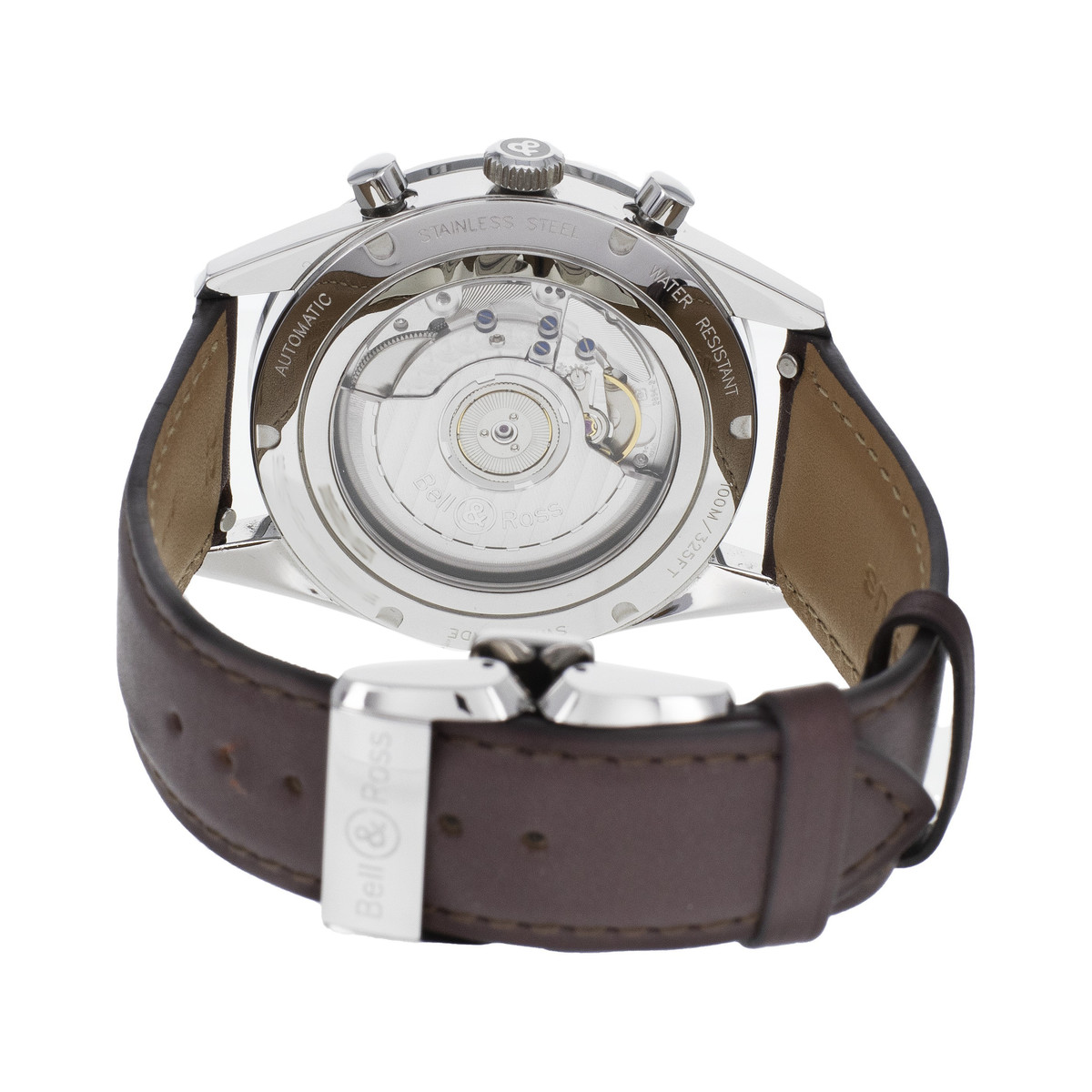 Montre d'occasion Bell & Ross BR126 homme chronographe automatique  acier bracelet cuir noir