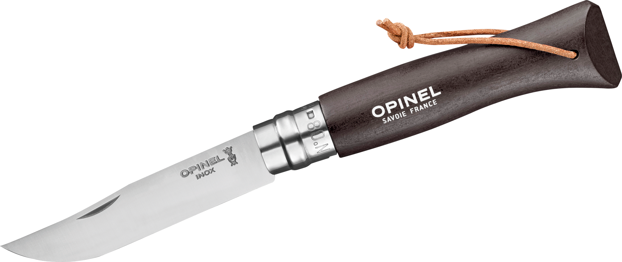 Opinel N°08 Colorama Earth Taschenmesser mit Lederkordel Klingenlänge 8,5 cm schwarz
