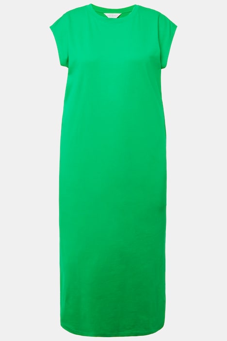Jersey-Midikleid, oversized, Rundhals, ärmellos, Seitenschlitze