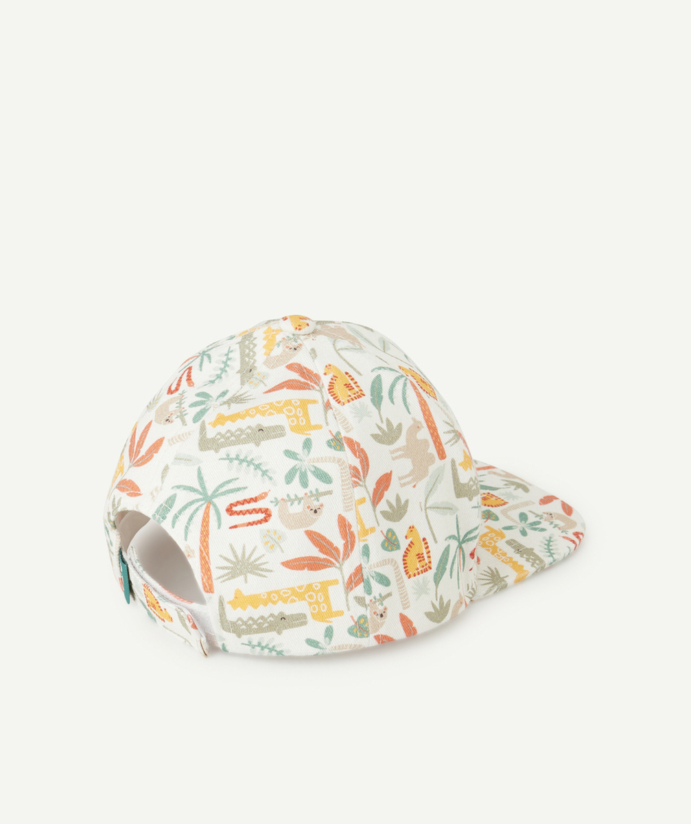 CASQUETTE BÉBÉ GARÇON ÉCRUE IMPRIMÉ JUNGLE ET PATCH BRODÉ