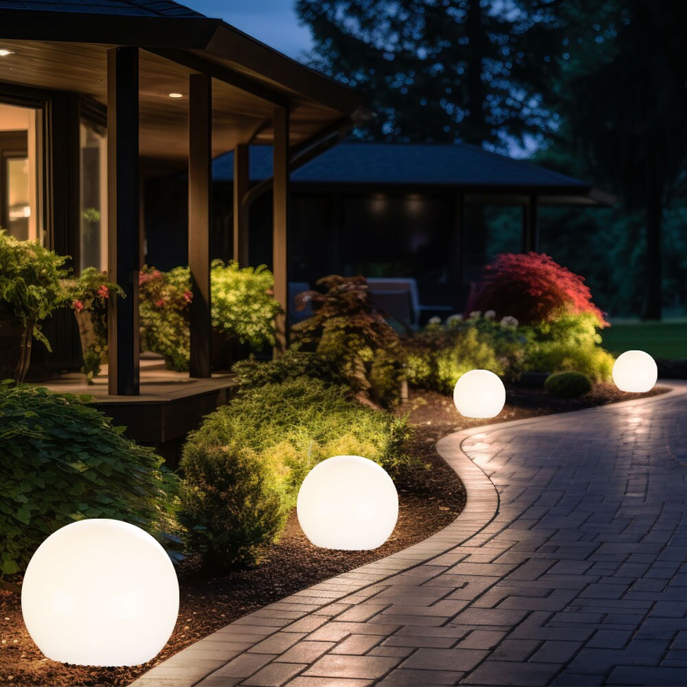 10er Set LED Solarkugel weiß, Erdspieß, DxH 10x38 cm