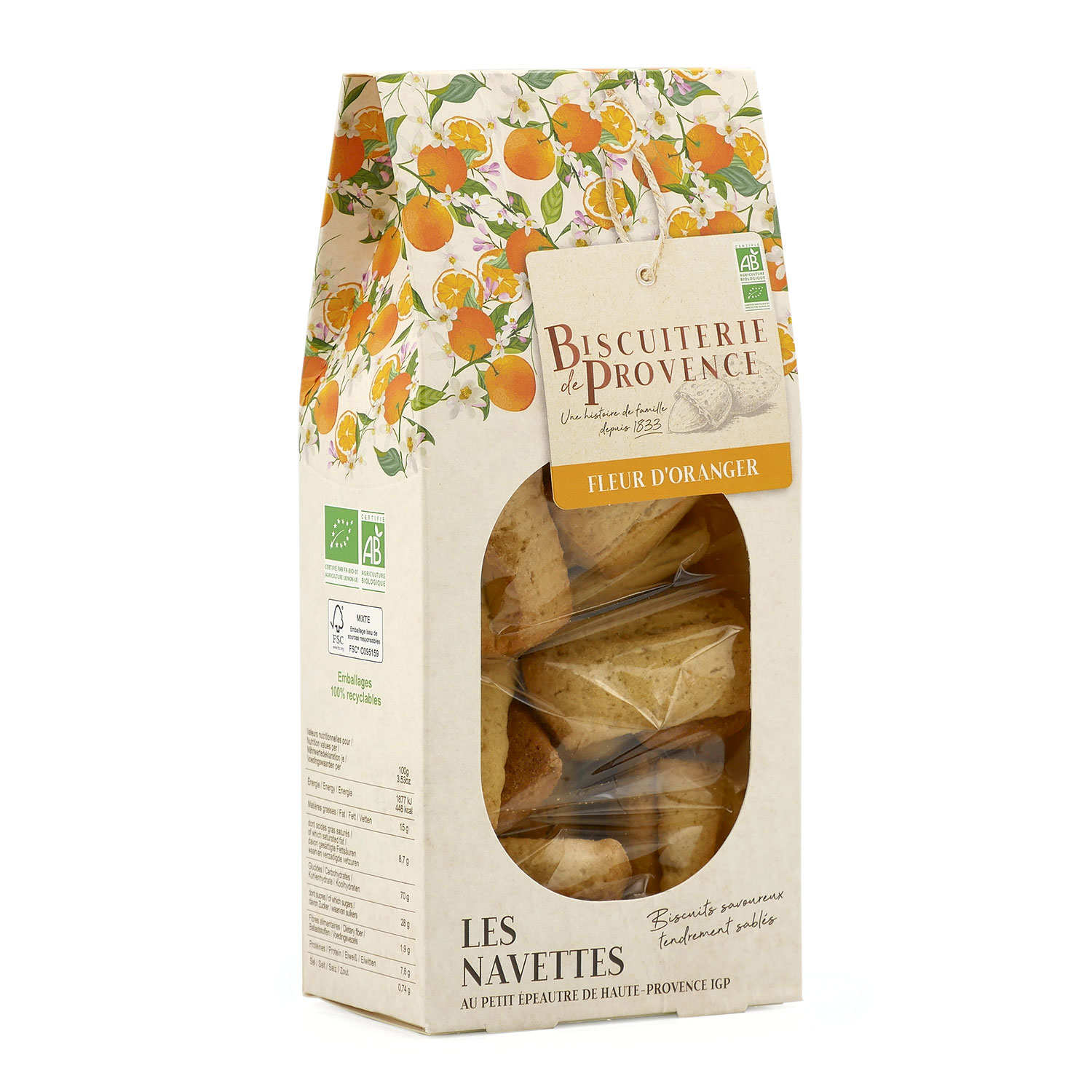 Navettes au petit épeautre de Haute Provence à la fleur d'oranger bio