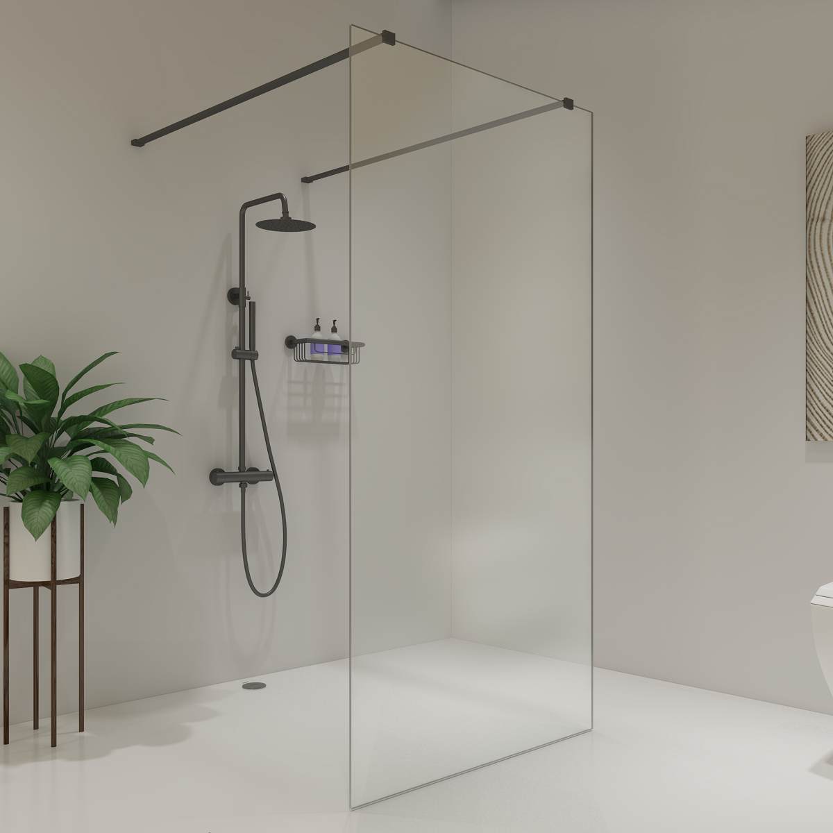 Saniclear Redro vrijstaande douchewand 100x200cm verouderd ijzer - gunmetal