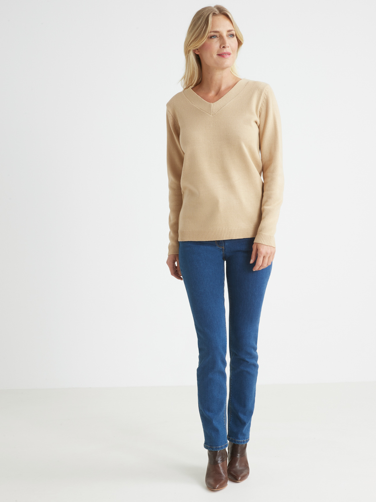 Pull encolure V manches longues