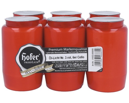 Olielamp Hofer H 10 cm rood 6 stuks
