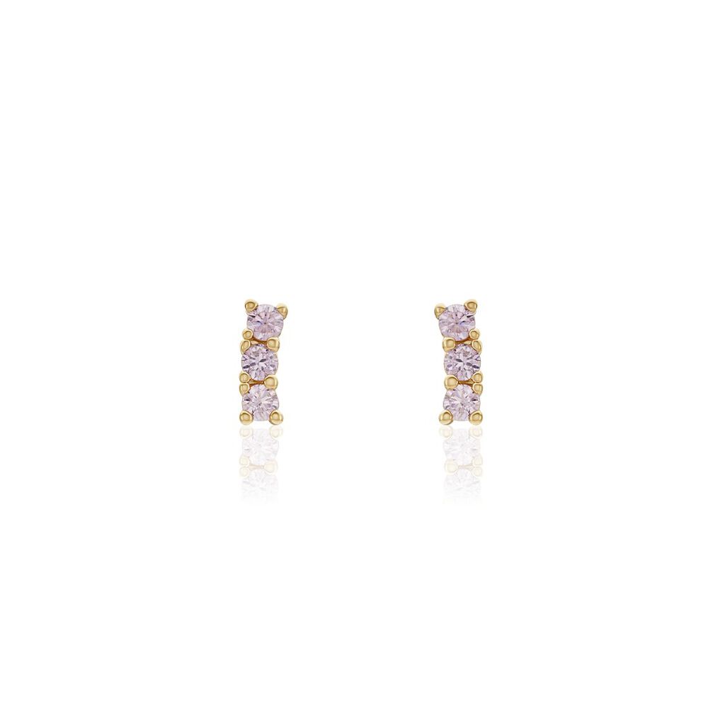 Boucles D'oreilles Puces Plaqué Or Jaune Alodia Oxyde De Zirconium