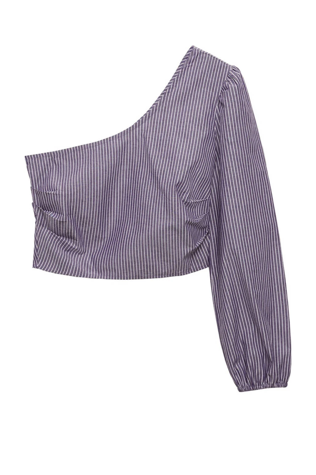 MANGO TEEN gestreeptecrop top lichtblauw