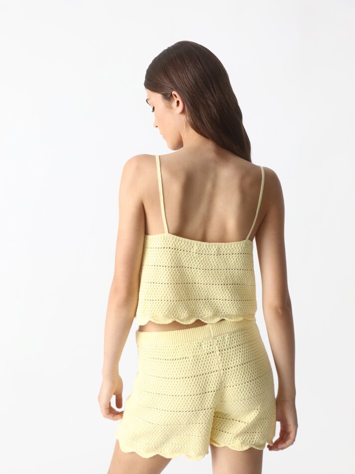 Top cropped de tricô - Amarelo