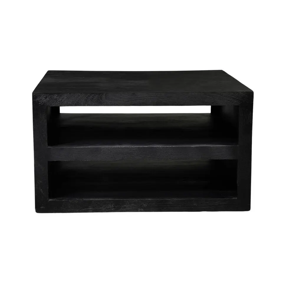 Salontafel Zwart Hout - 80x80x40cm - Brussel
