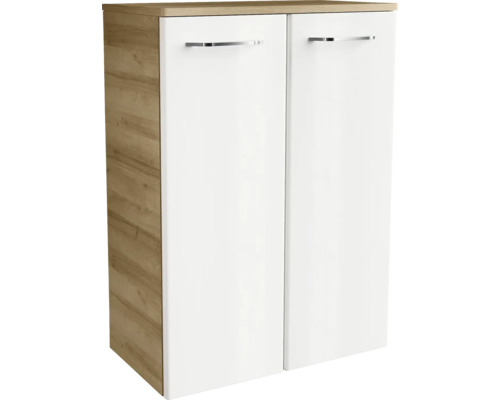 Middelhoge kast FACKELMANN Milano knoestig eiken wit 60 cm breed