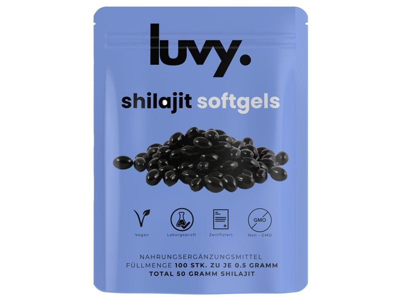 luvy Shilajit-Softgels 100 Stück 100% reines Shilajit in veganen Softgels
