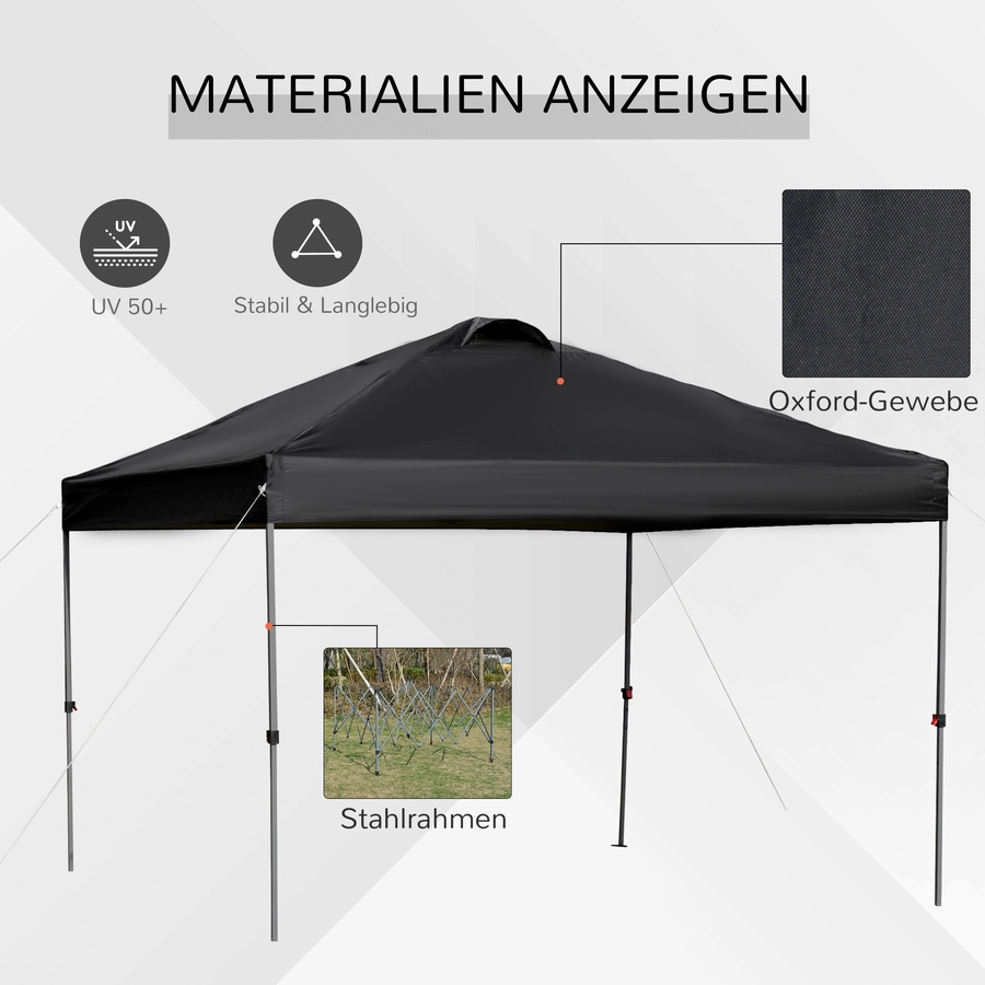 Outsunny Pop-Up-Pavillon zusammenfaltbar schwarz