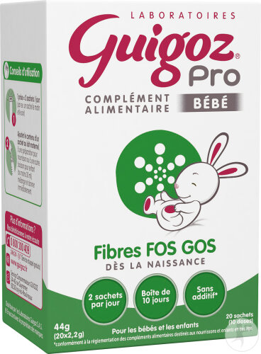 Laboratoires Guigoz Pro Bébé Fibres GOS FOS Complément Alimentaire Dès La Naissance 20 Sachets