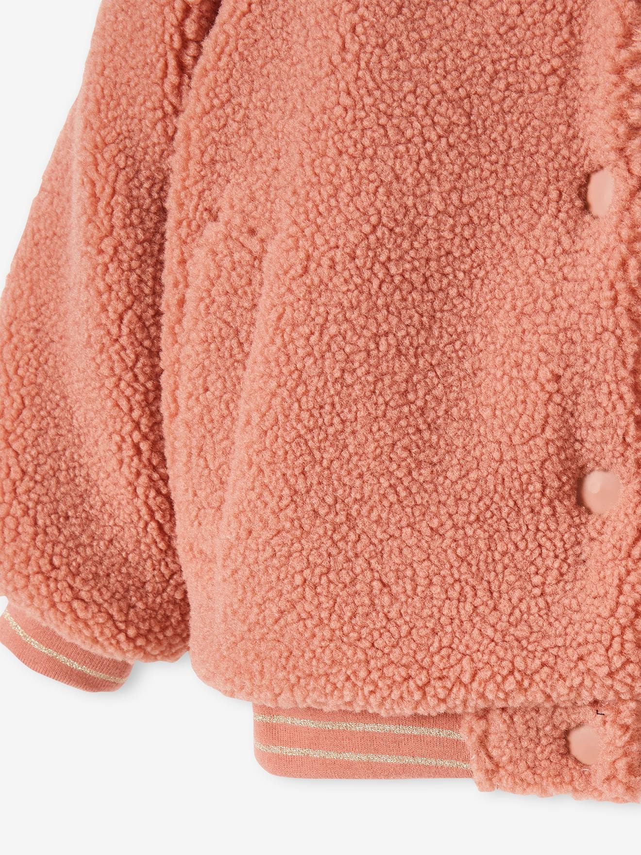 Casaco teddy rosa de sherpa para meninas