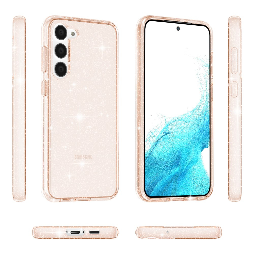 Samsung Galaxy S23 5G Hybrid Hardcase Schutzhülle im Glitzer Design - Gold / Transparent