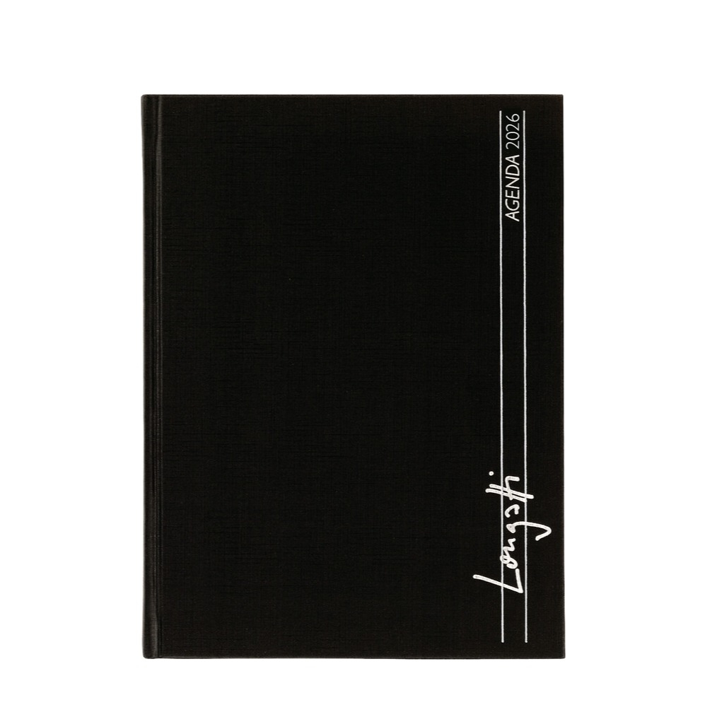 (1W/2S) 15x20cm Geschäftsagenda Longatti Zeitplanungssystem Wochenkalender 2026 mit Adressenregister (812720020026U) - Schwarz