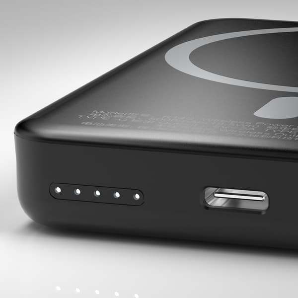 Powerbank 5000mAh magnetisk med MagSafe induktiv lader, svart