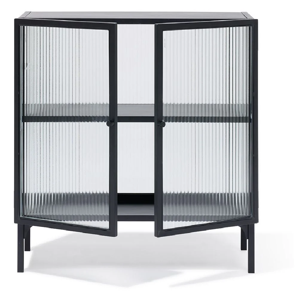 Buffet Arty métal noir et verre trempé - L70xP30xH75 cm