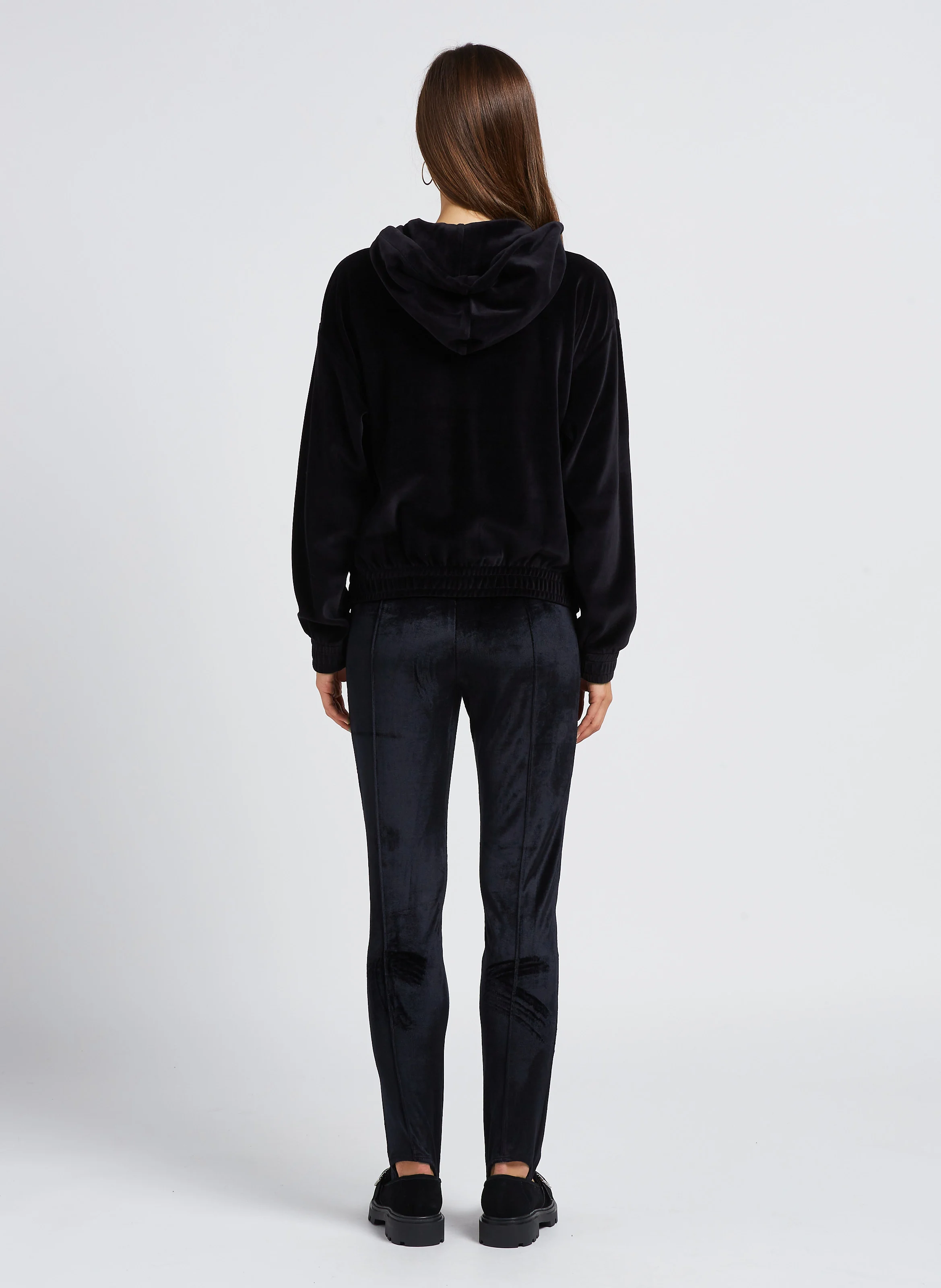 Sweat à capuche zippé en coton mélangé| Noir