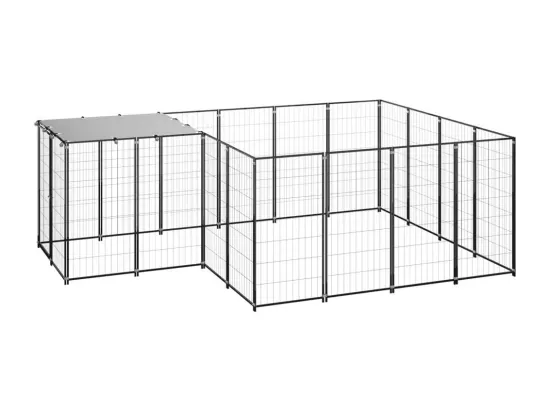Chenil extérieur cage enclos noire 330 x 220 x 110 cm 02_0000547