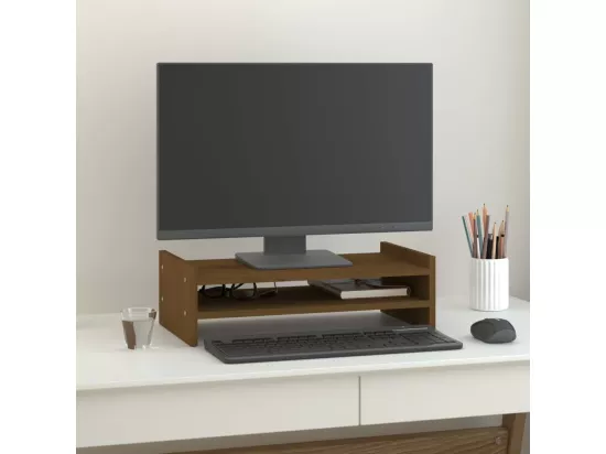 Support de moniteur Marron miel 50x27x15 cm Bois de pin solide