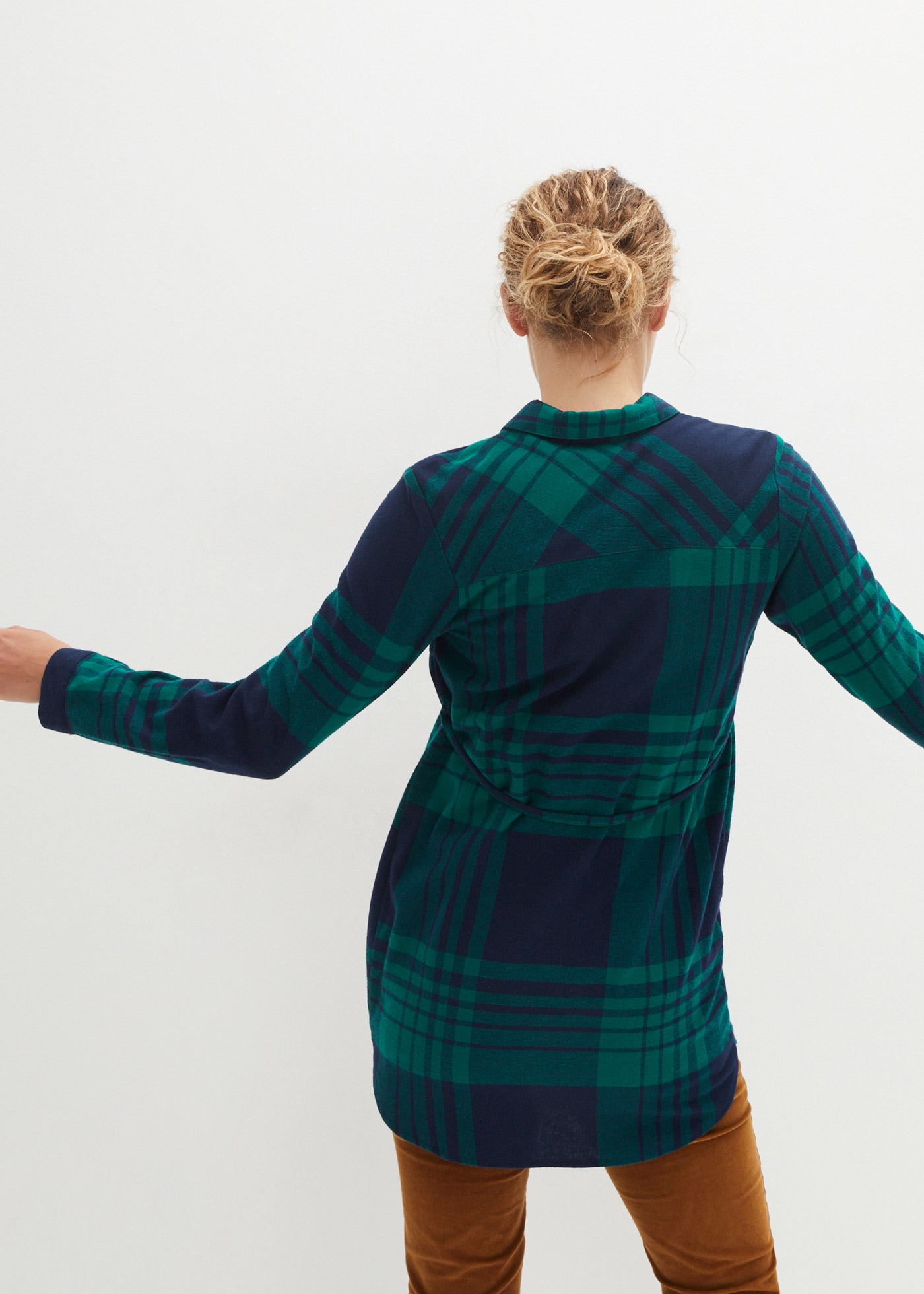 bonprix Umstandsbluse »Lange Umstandsbluse aus weichem Baumwoll-Flanell«, Lange Umstandsbluse aus weichem Baumwoll-Flanell