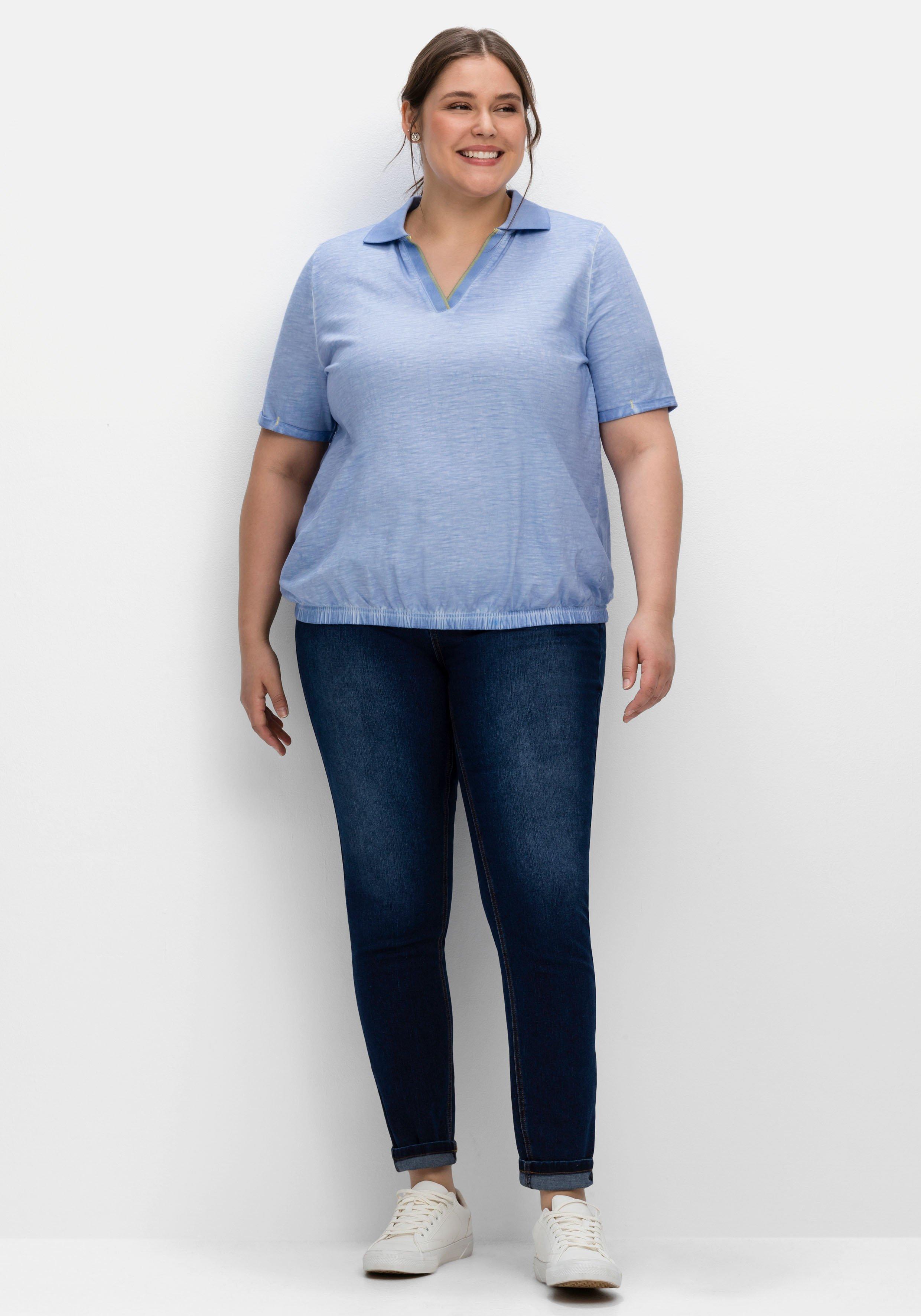 Shirt mit Polokragen, im Used-Look