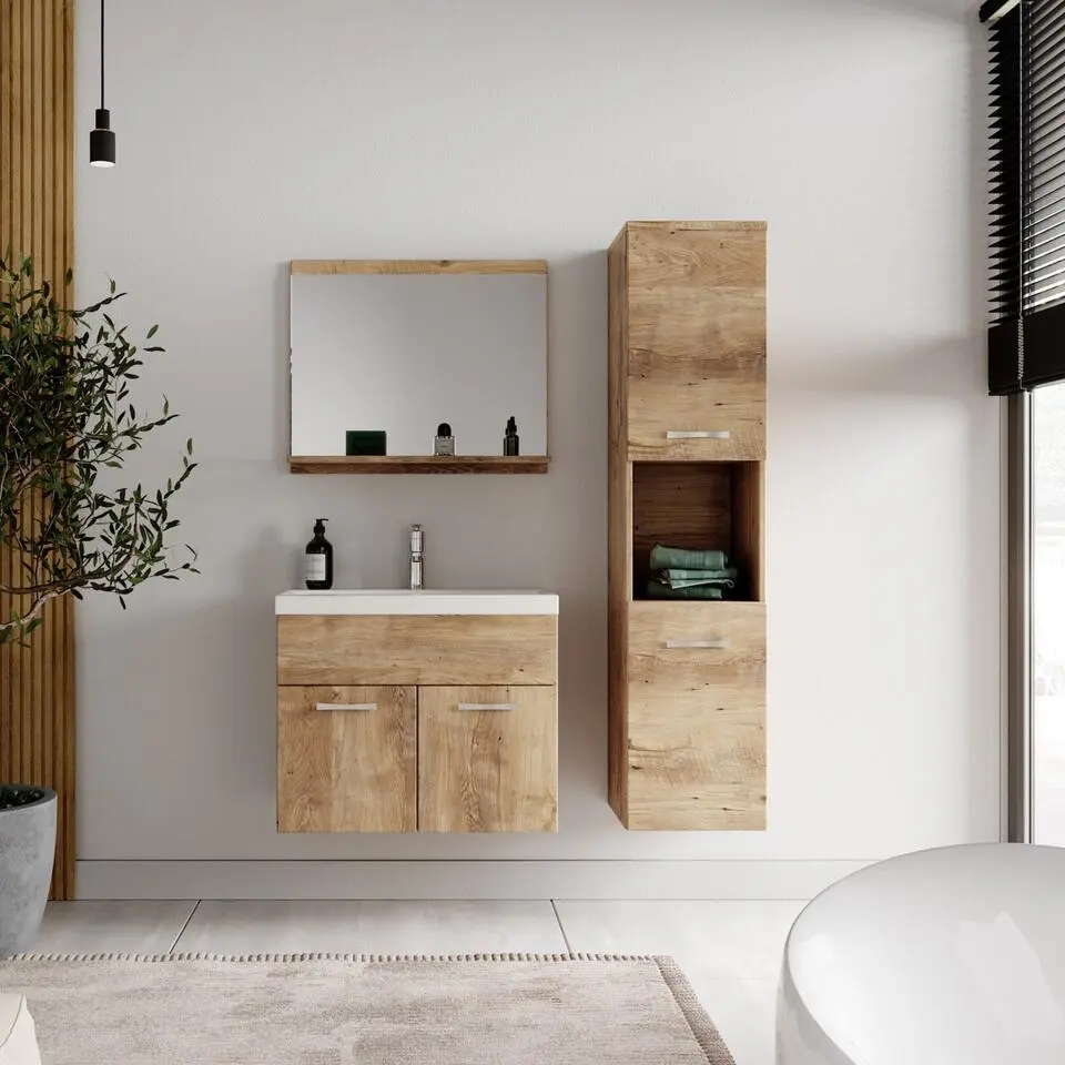 Badplaats Badkamermeubel Set Montreal 60 x 35 cm - Kastanje Eiken - Badmeubel