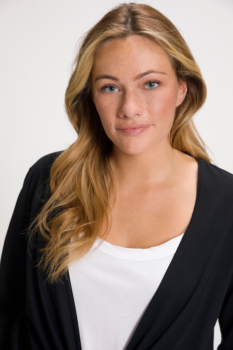 Bolero, kurze Jacke, Jersey, 3/4-Arm, Saumknoten