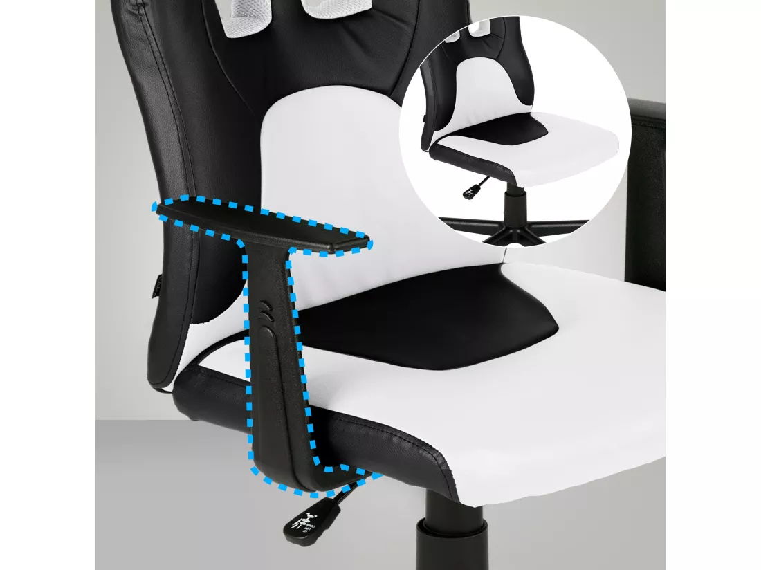 Fauteuil de bureau - Similicuir & Plastique - Noir / Blanc - Fun