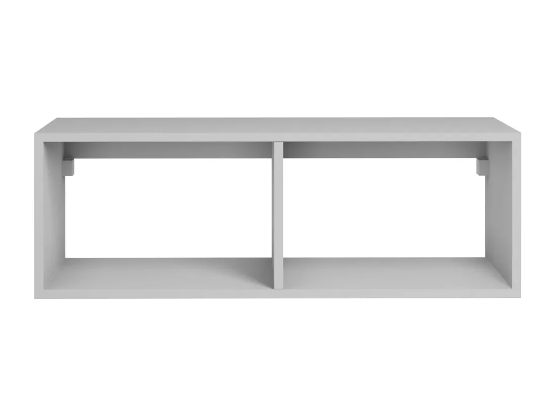 Meuble de salle de bain suspendu avec vasque ronde - 1 tiroir bleu et 2 niches blanches - 94 cm - TEANA II