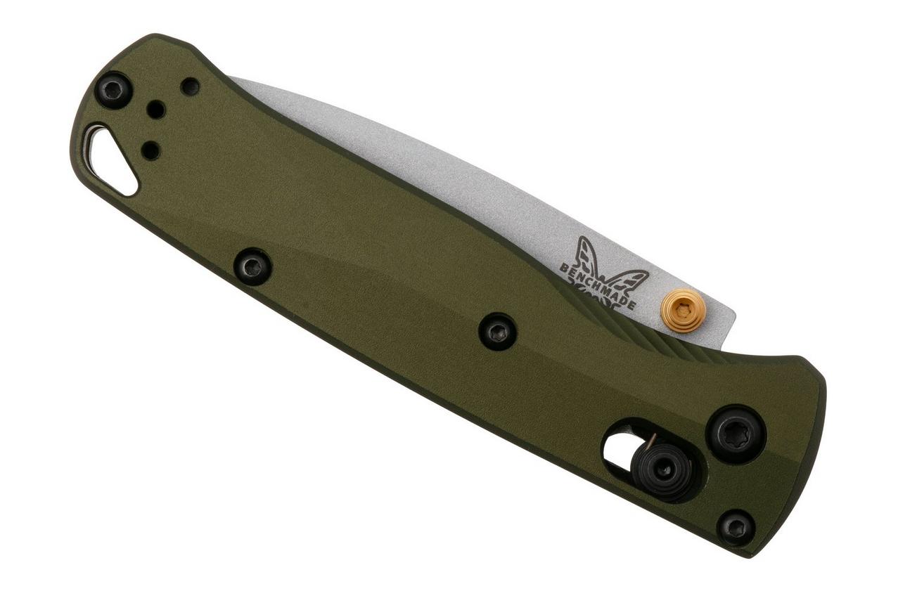 Benchmade Mini Bugout 533SL-10 Crushed Silver Cerakote CPM S90V, Woodland Green Aluminum, zakmes