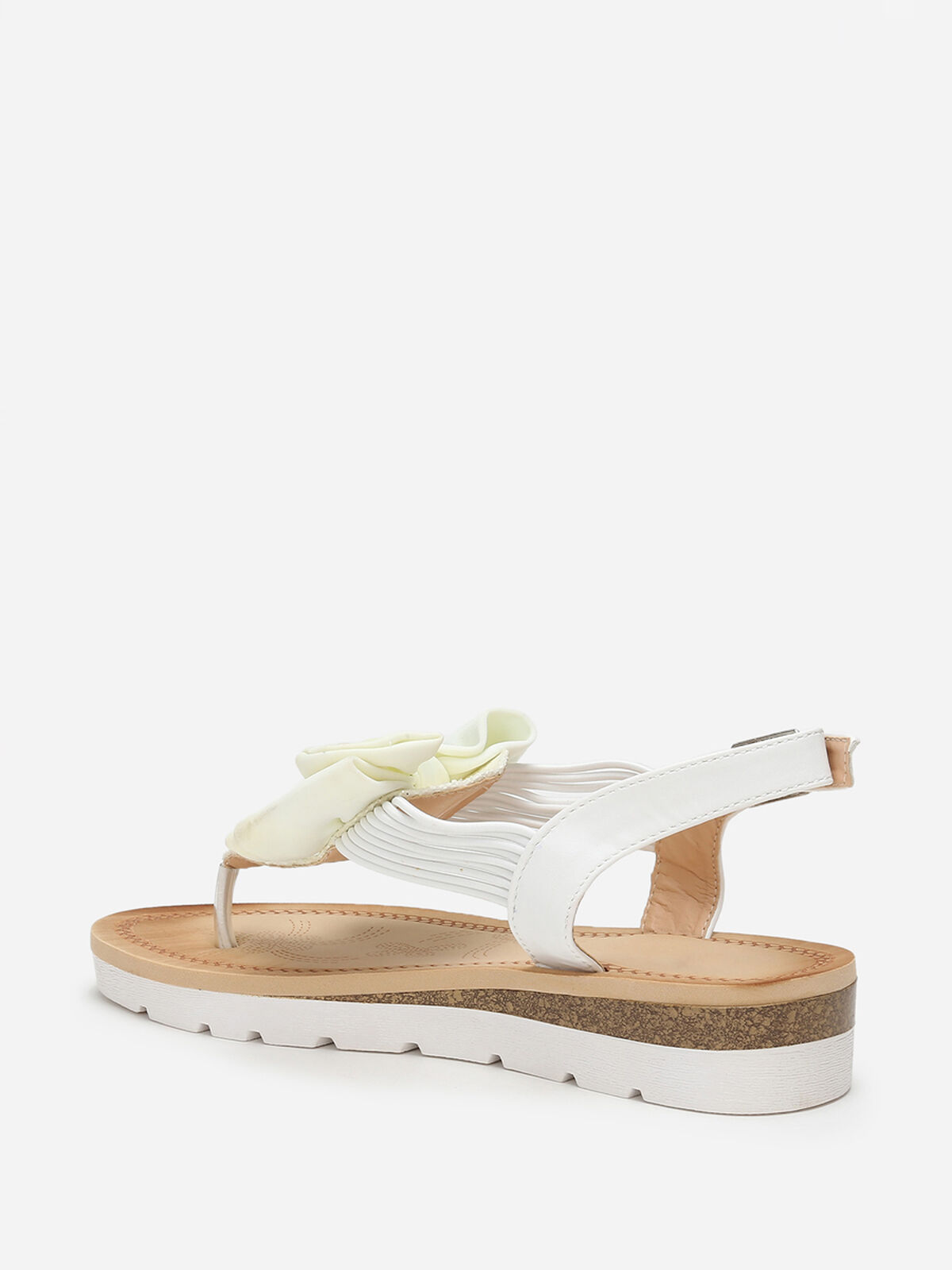 Nu-pieds à paillettes et noeud en tissu- Blanc