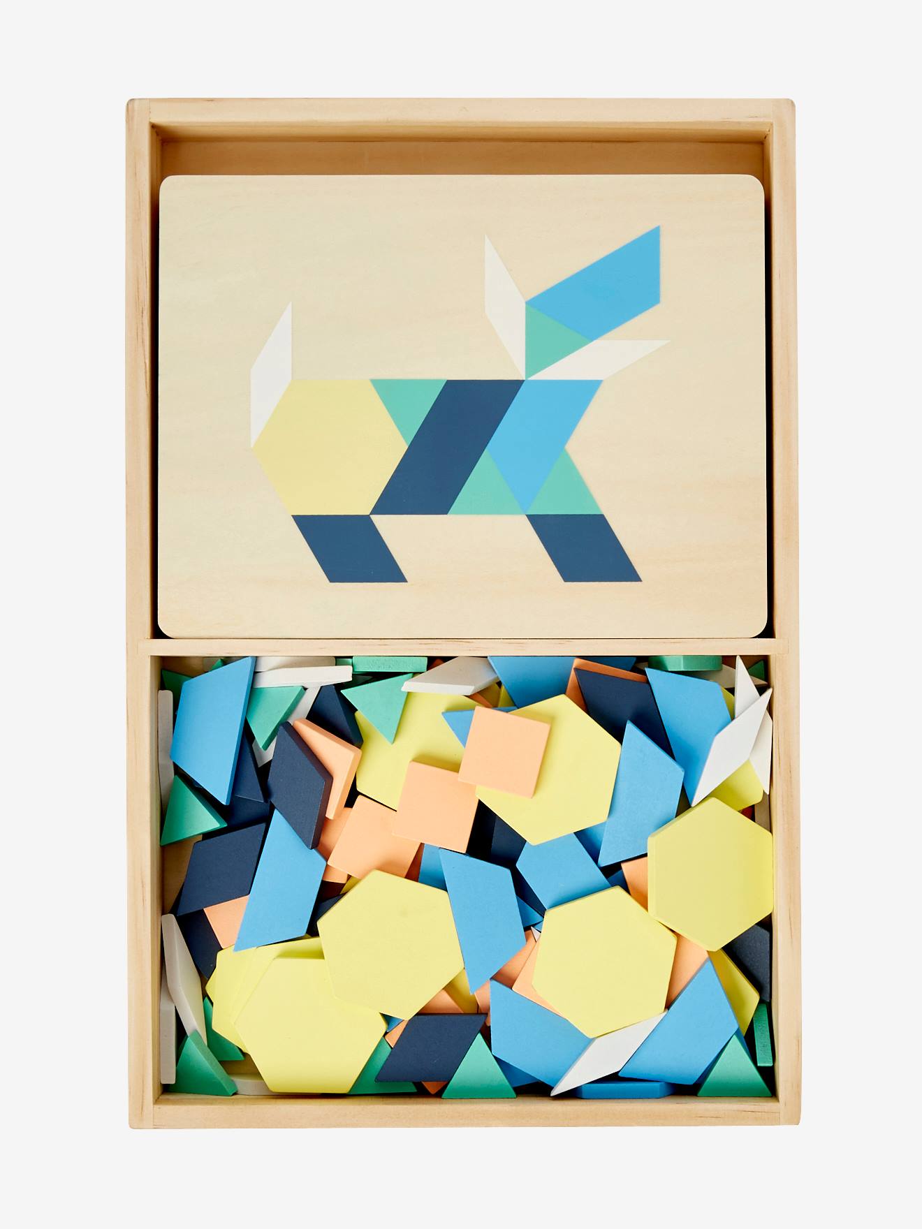 tangram de madeira multicolorido
