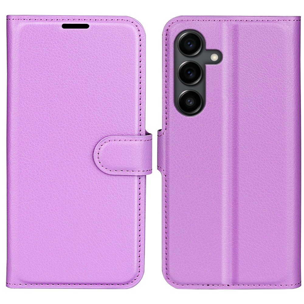 Samsung Galaxy S25 FE Leder Tasche Flip Cover Litchi Look - Lila
