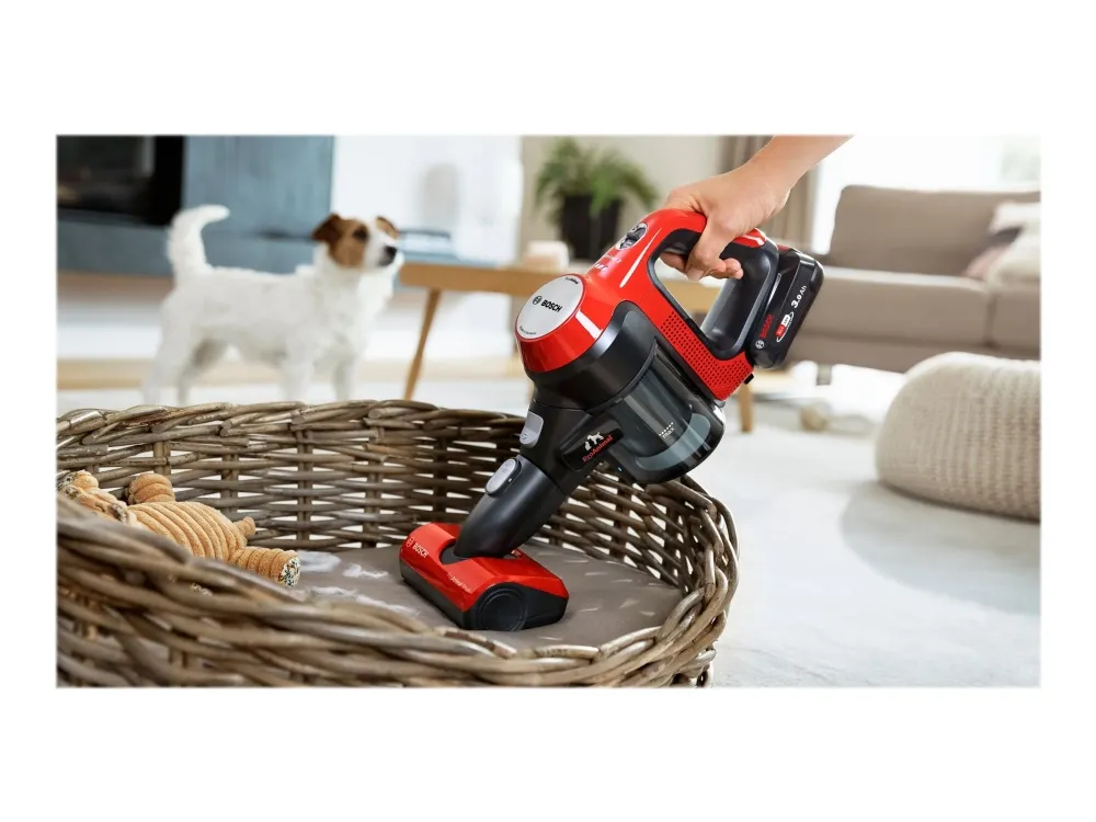Bosch Unlimited 7 BCS711PET ProAnimal - Støvsuger - pind/håndholdt (2-i-1) - uden pose - ledningsfri - rød - 1 batteri