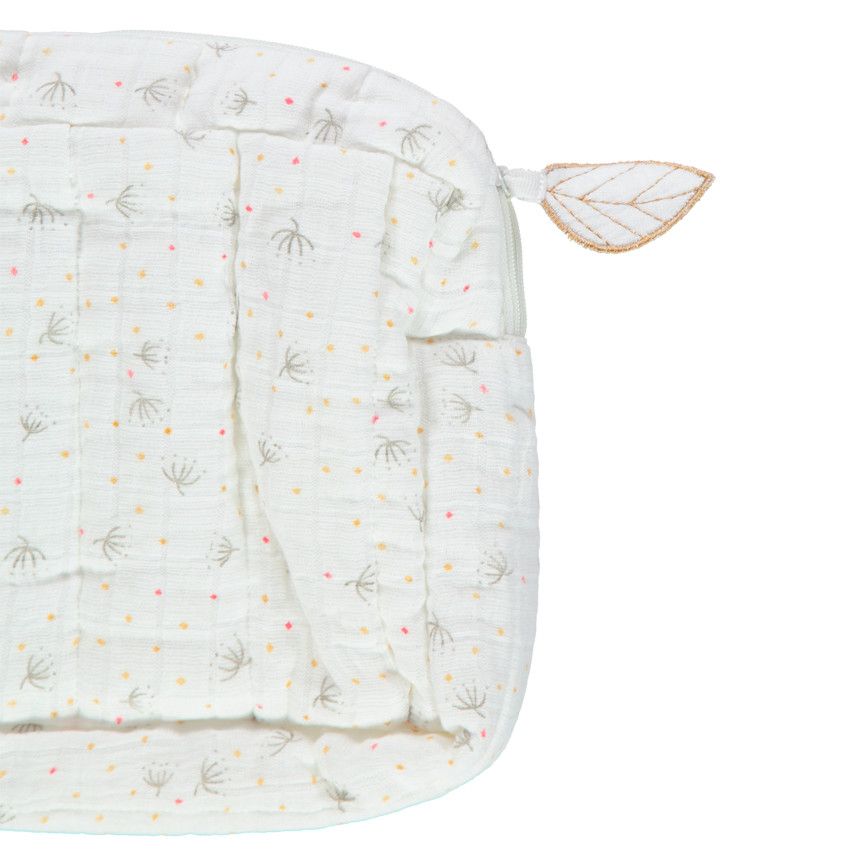 Trousse de toilette en tétra à motif végétal all-over - Ecru