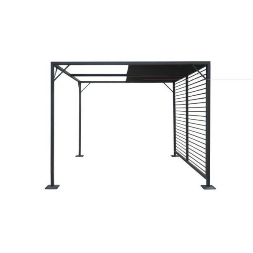 Pergola a toit coulissant avec une structure en aluminium et acier - 2,80 x 2,80 metres - gris foncé