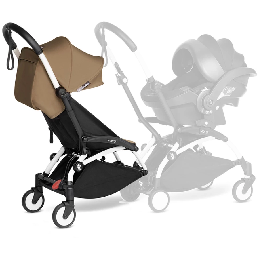 BABYZEN Kinderwagen YOYO 6+ connect White mit Textilset Toffee