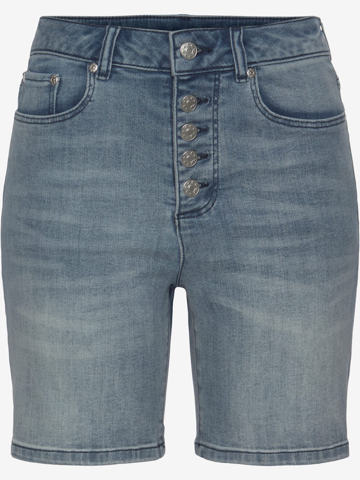 Short en jean taille haute avec patte de boutonnage tendance devant