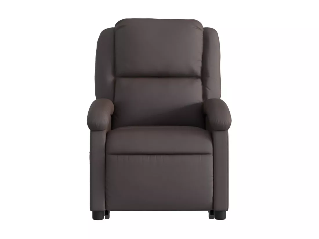Fauteuil inclinable électrique marron foncé cuir véritable