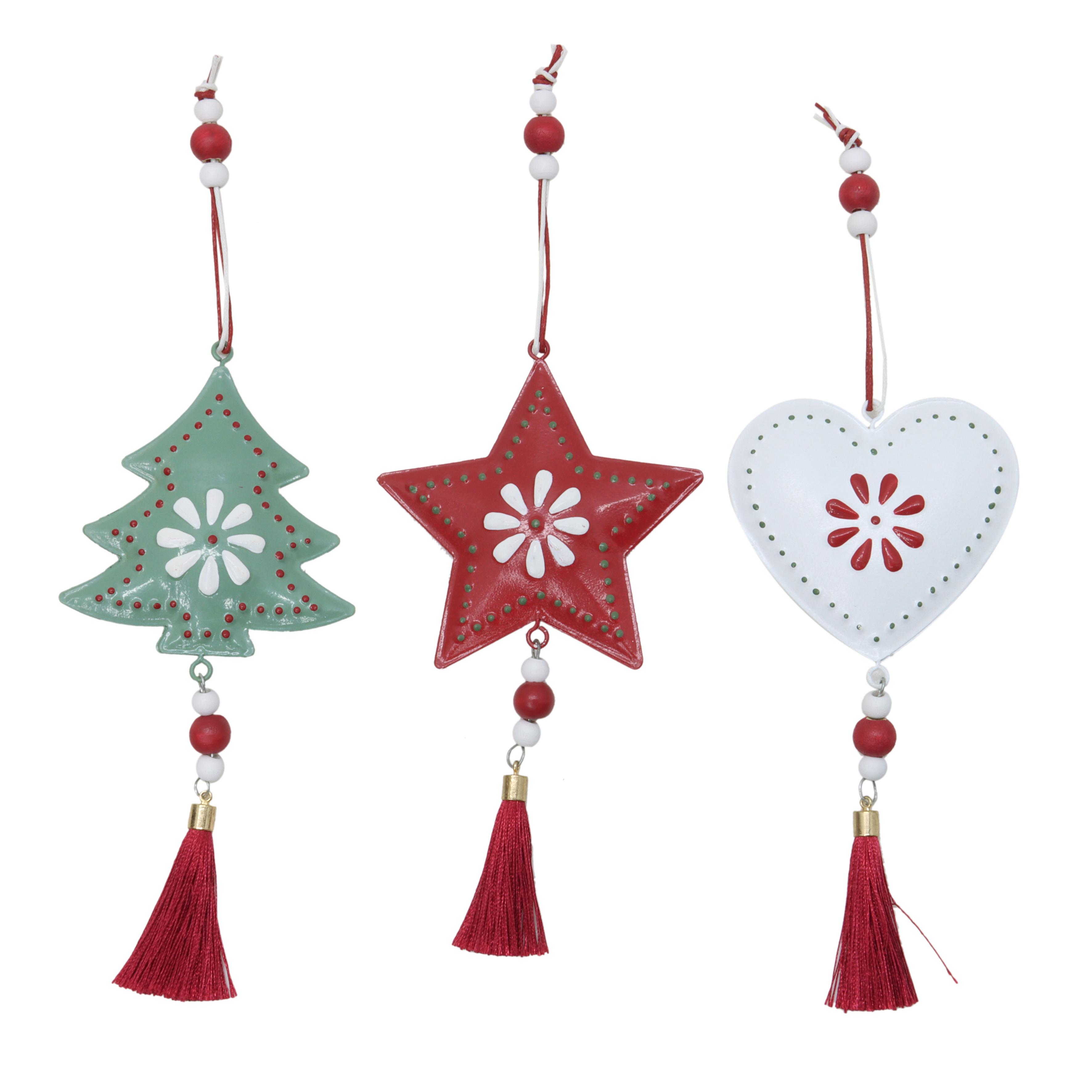 SUSPENSION METAL SAPIN ETOILE H.27CM