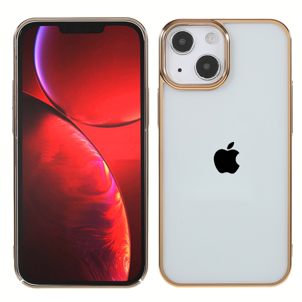 iPhone 13 Hardcase Hülle mit Galvanisiertem Rahmen - Gold / Transparent