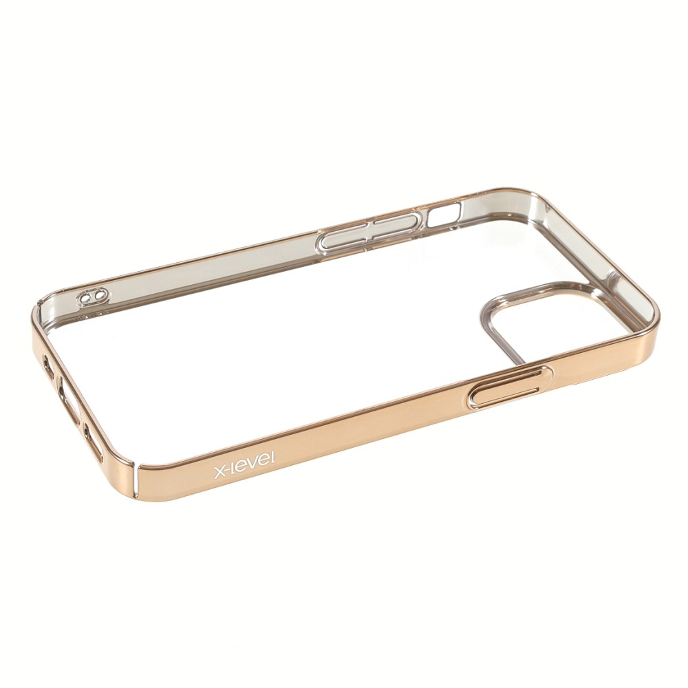 iPhone 13 Hardcase Hülle mit Galvanisiertem Rahmen - Gold / Transparent