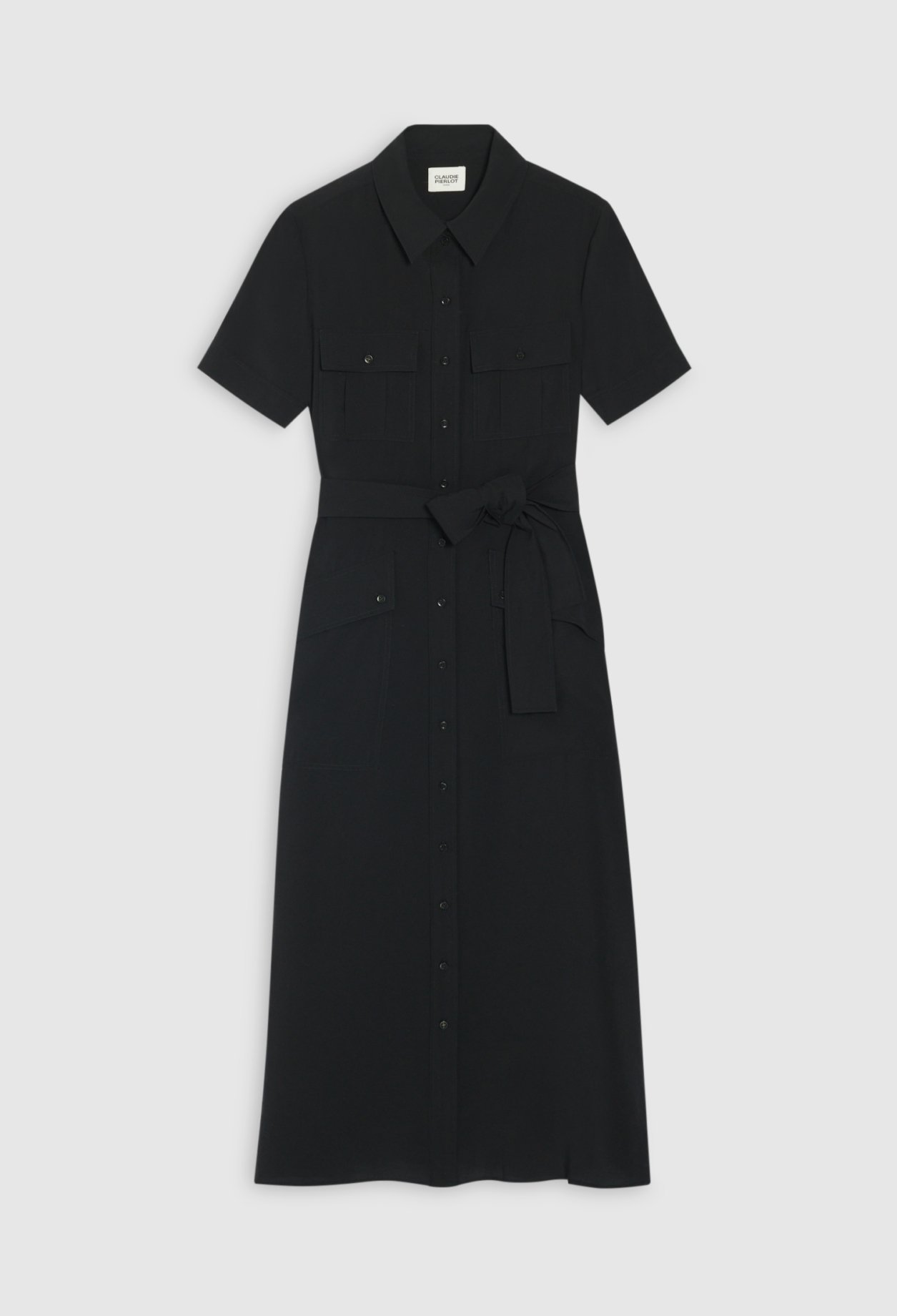 Robe midi fluide manches courtes