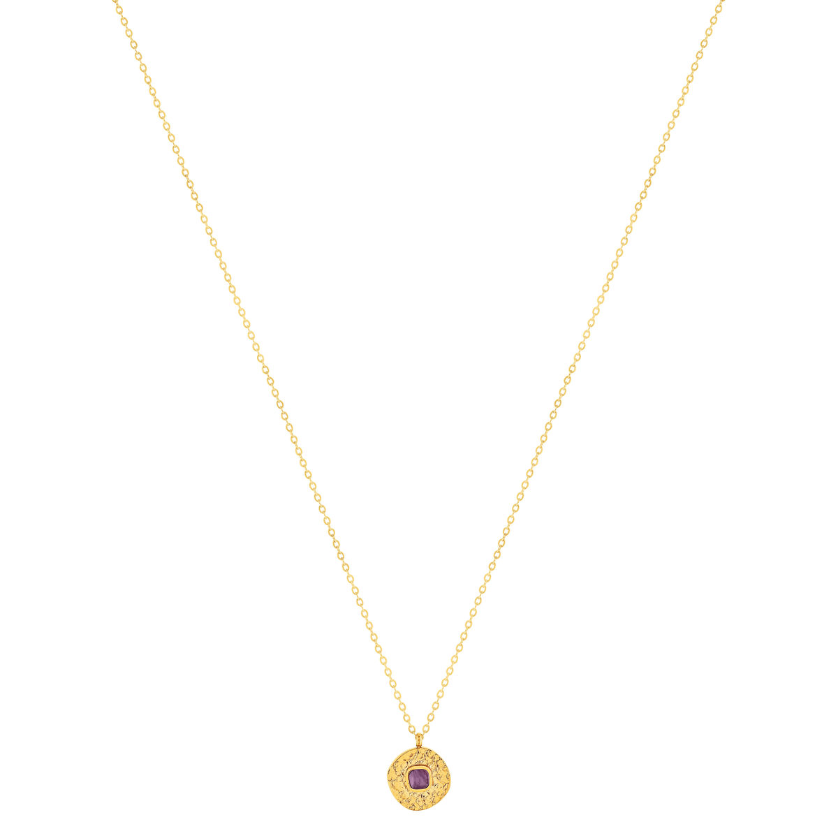 Collier acier doré améthyste 45 cm